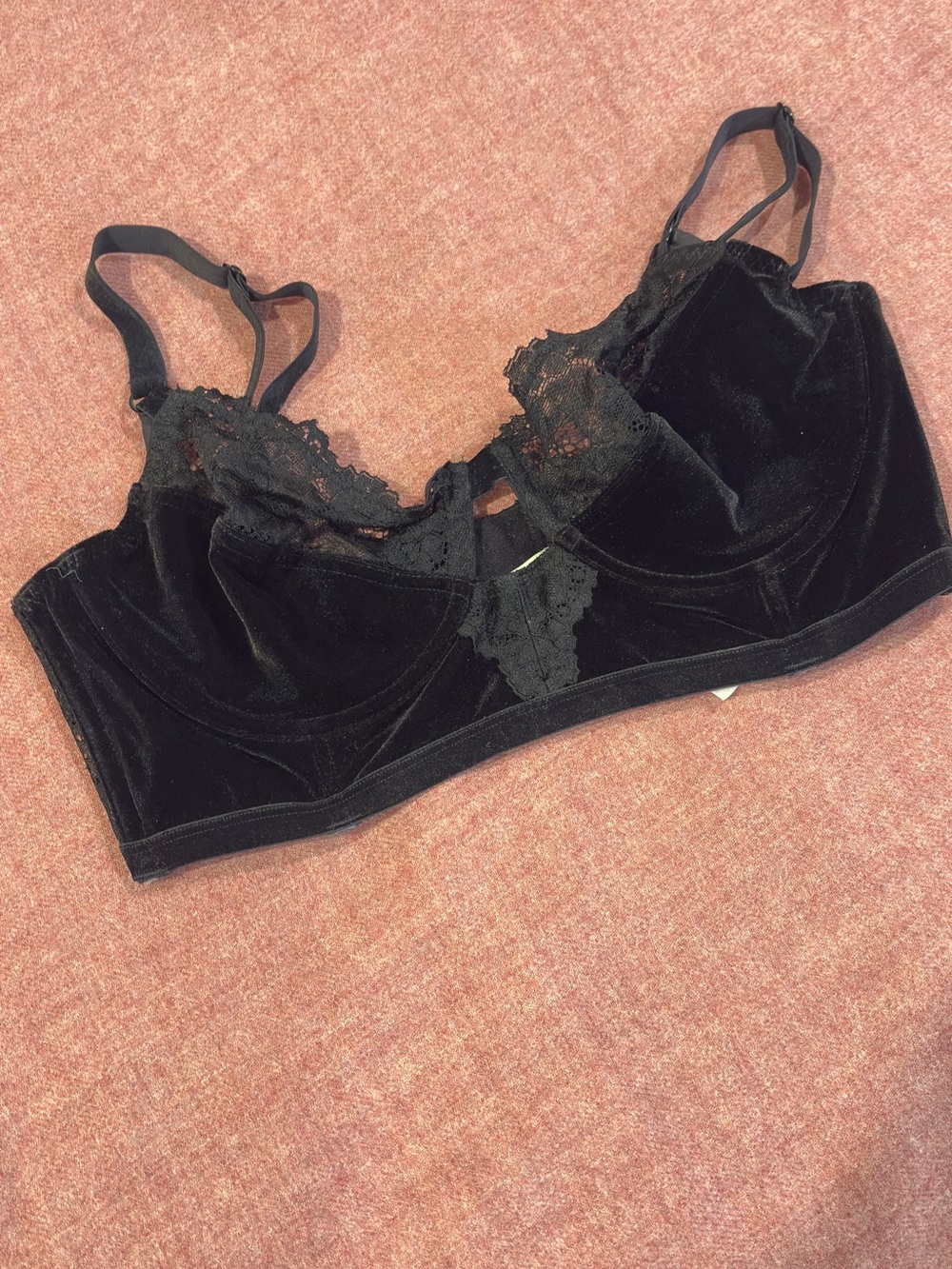 Free People Black Velvet Lace Underwire Bralette